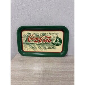Vintage 1992 Coca Cola Metal Serving Tray Ask At The Soda Fountain 1900 5 Cents